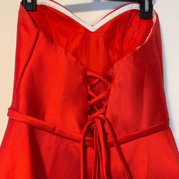 Ellie Wilde Mon Cheri Red Satin Corset Prom Pageant Ball Gown Size 6 - Picture 9 of 14
